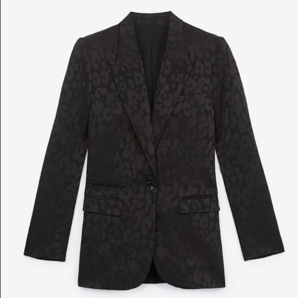 The Kooples Womens FLOWING JACQUARD BLACK PRINTED JACKET - Size 34, Retail $498